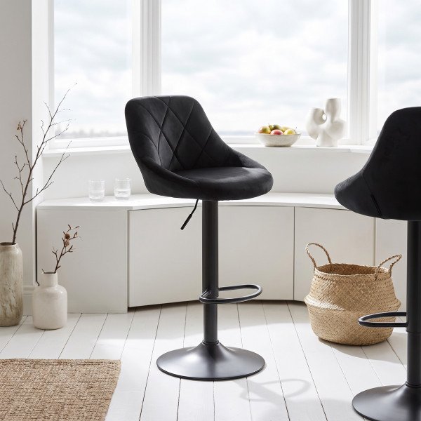 VELVET modern bárszék – fekete