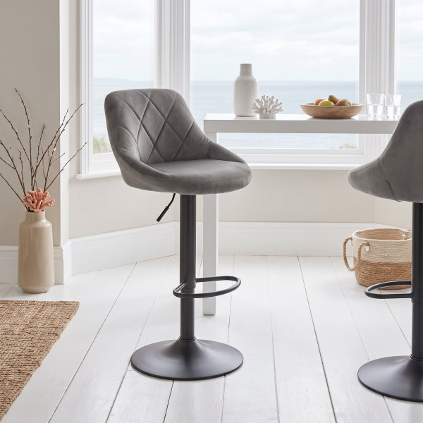 VELVET modern bárszék – szürke / fekete