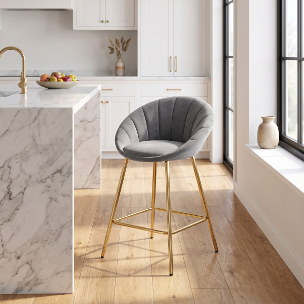GLOW modern bárszék – szürke / arany