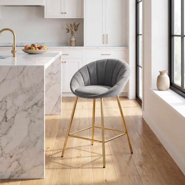 GLOW modern bárszék – szürke / arany