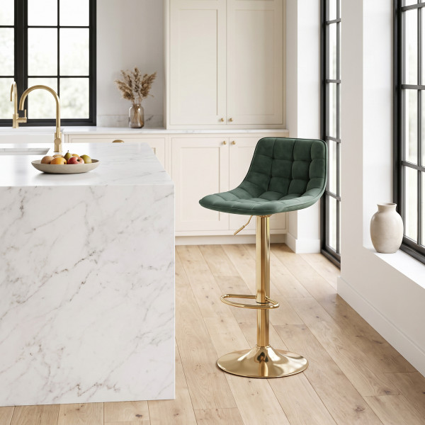 LUXE modern bárszék – sötétzöld / arany