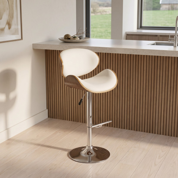 BEND modern bárszék – bézs / világos tölgy / króm