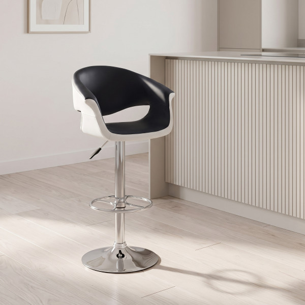 DUO modern bárszék – fekete / fehér / króm