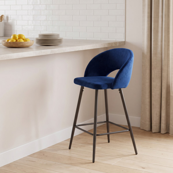 BREEZE modern bárszék – sötétkék / fekete