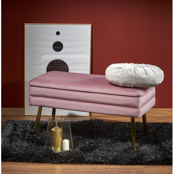 GLAM modern tárolós pad – rózsaszín / arany