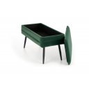 GLAM modern tárolós pad – sötétzöld / fekete