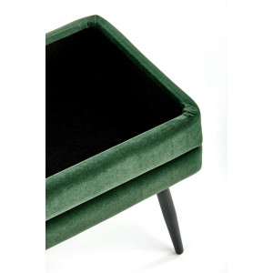 GLAM modern tárolós pad – sötétzöld / fekete
