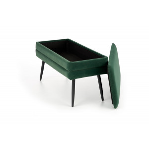GLAM modern tárolós pad – sötétzöld / fekete