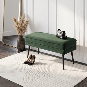 GLAM modern tárolós pad – sötétzöld / fekete HALMAR