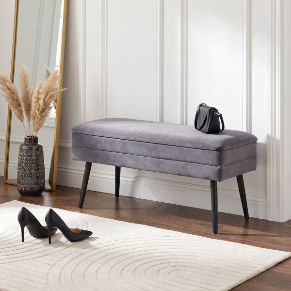 GLAM modern tárolós pad – szürke / fekete