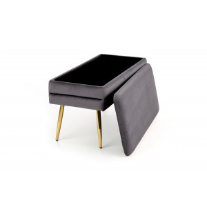 GLAM modern tárolós pad – szürke / arany