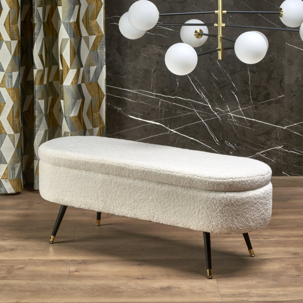 LOOP modern tárolós pad – krém / fekete