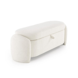CLOUD modern tárolós bouclé pad – krém