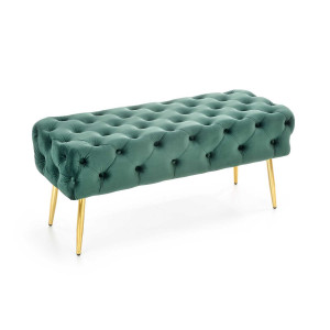 BUTTON modern bársony pad – sötétzöld / arany