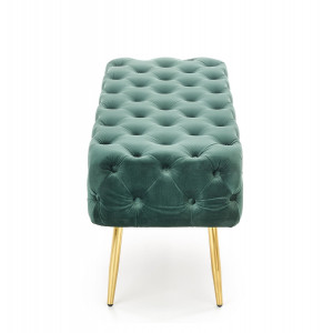 BUTTON modern bársony pad – sötétzöld / arany