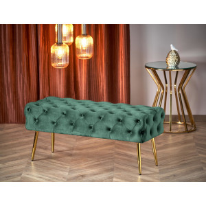 BUTTON modern bársony pad – sötétzöld / arany