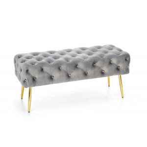 BUTTON modern bársony pad – szürke / arany
