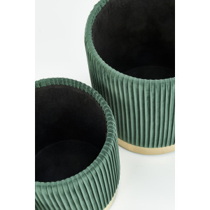 TWIN modern tárolós puff szett – sötétzöld / arany