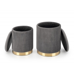 TWIN modern tárolós puff szett – szürke / arany
