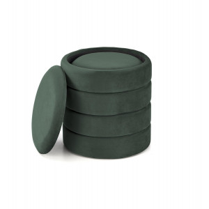 BOBBLE modern tárolós puff szett – sötétzöld
