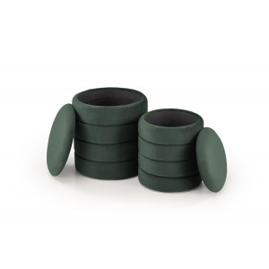 BOBBLE modern tárolós puff szett – sötétzöld