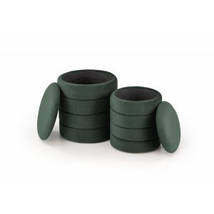 BOBBLE modern tárolós puff szett – sötétzöld HALMAR