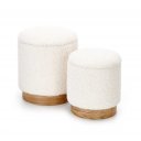DOME modern tárolós bouclé puff szett – krém / natúr