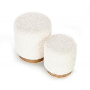 DOME modern tárolós bouclé puff szett – krém / natúr