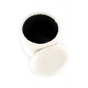 DOME modern tárolós bouclé puff szett – krém / natúr