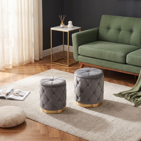 PLEAT modern puff szett – szürke / arany