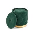 PLEAT modern tárolós puff szett – sötétzöld / arany