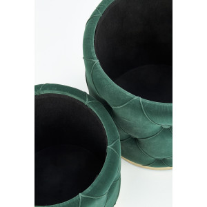 PLEAT modern tárolós puff szett – sötétzöld / arany