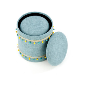 POMPOM modern tárolós puff szett – világoskék