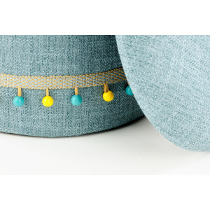 POMPOM modern tárolós puff szett – világoskék