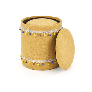 POMPOM modern tárolós puff szett – sárga