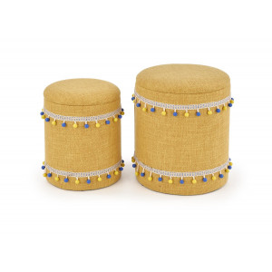POMPOM modern tárolós puff szett – sárga