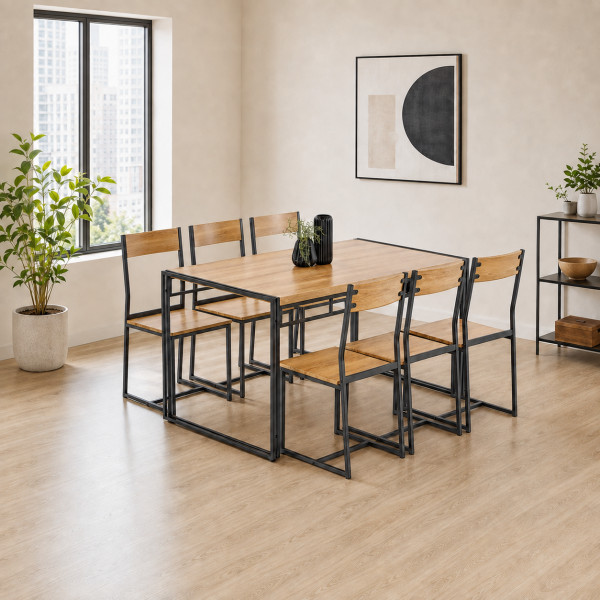 SLIM modern étkezőgarnitúra – tölgy / fekete