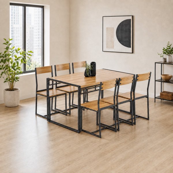 SLIM modern étkezőgarnitúra – tölgy / fekete