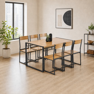 SLIM modern étkezőgarnitúra – tölgy / fekete Fix étkezőasztalok