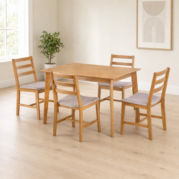 NORDEN modern étkezőgarnitúra 4 székkel – tölgy / barna