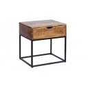 BROOKLYN modern mangófa éjjeliszekrény 45 cm – natúr / fekete