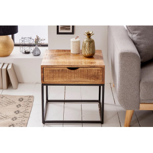 BROOKLYN modern mangófa éjjeliszekrény 45 cm – natúr / fekete