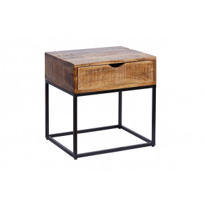 BROOKLYN modern mangófa éjjeliszekrény 45 cm – natúr / fekete