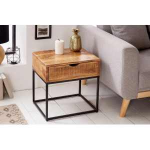 BROOKLYN modern mangófa éjjeliszekrény 45 cm – natúr / fekete