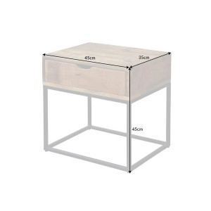 BROOKLYN modern mangófa éjjeliszekrény 45 cm – natúr / fekete