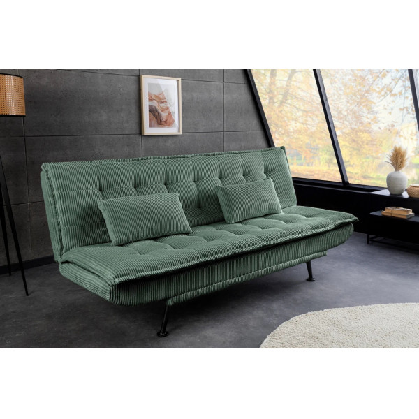 FOLD kordbársony kanapéágy 190 cm – zöld / fekete