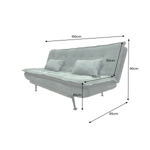 FOLD kordbársony kanapéágy 190 cm – zöld / fekete