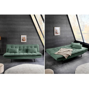 FOLD kordbársony kanapéágy 190 cm – zöld / fekete