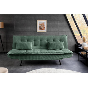 FOLD kordbársony kanapéágy 190 cm – zöld / fekete