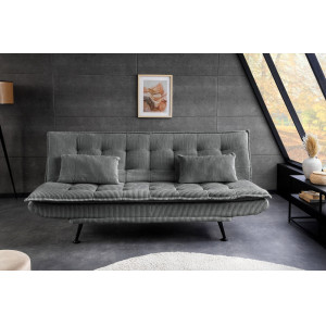 FOLD kordbársony kanapéágy 190 cm – szürke / fekete